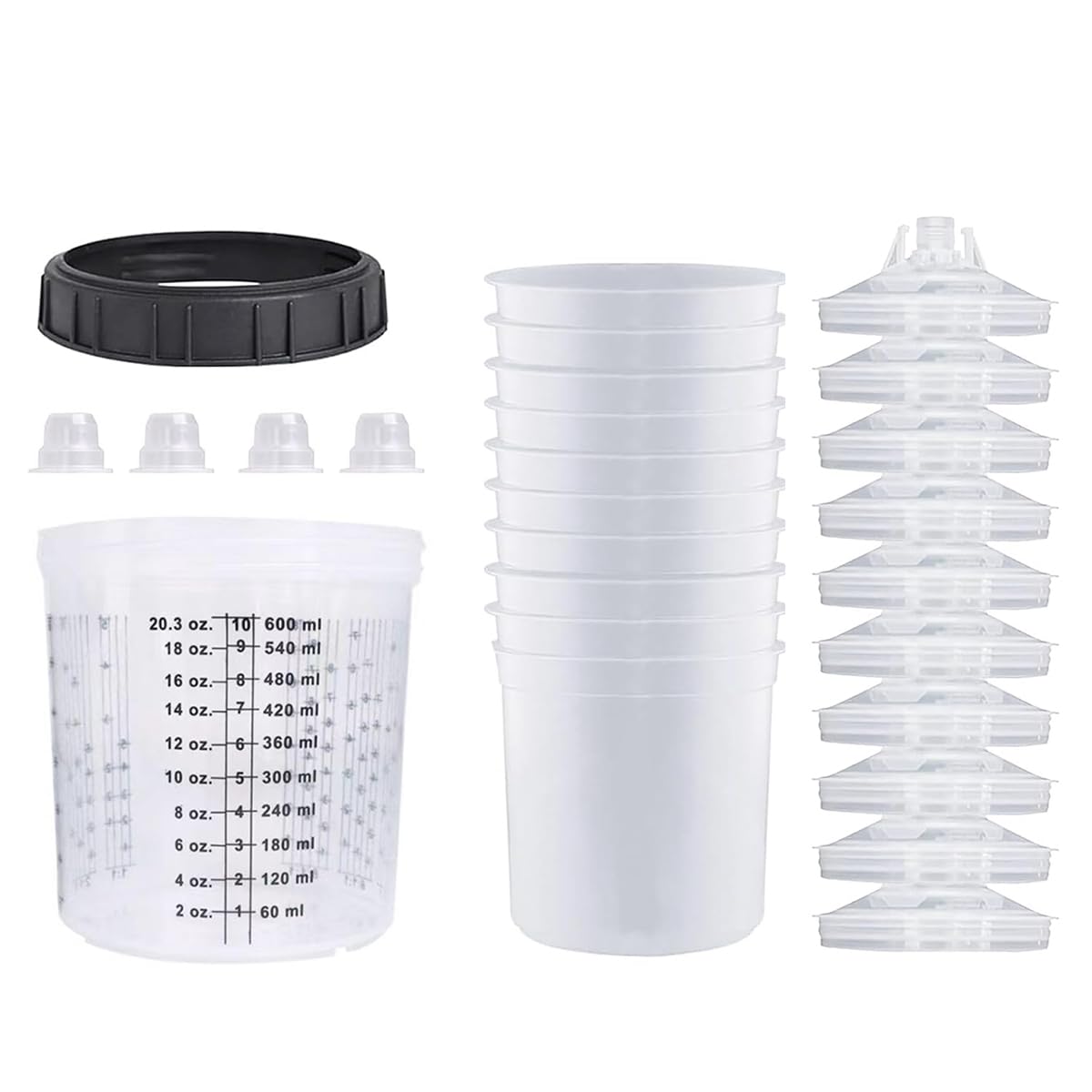 Serplex 600ml Disposable Paint Cup for Automotive Paint Spray Gun, HVLP Paint Spray Paint Gun, 10Pcs Standard Size Paint Cup with 10 Cup Liners, 10 Lids with Strainer, 1 Hard Cup Serplex 600ml Disposable Paint Cup for Automotive Paint Spray Gun, HVLP Paint Spray Paint Gun, 10Pcs Standard Size Paint Cup with 10 Cup Liners, 10 Lids with Strainer, 1 Hard Cup